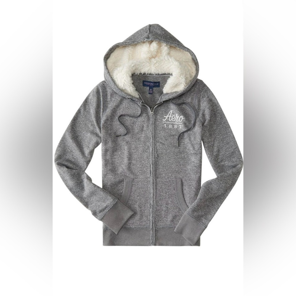 Aeropostale Woman’s Knit Fleece Fur Hoodie Size XL